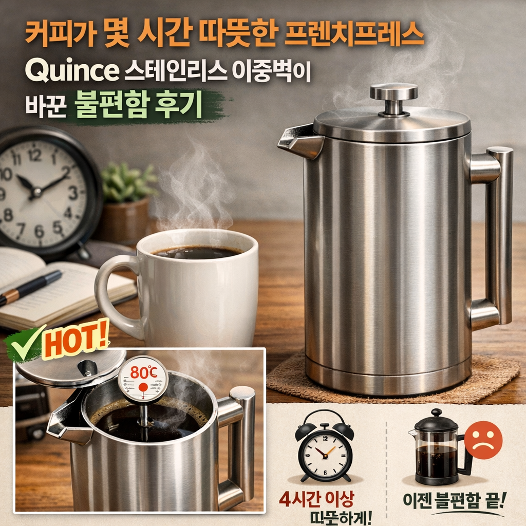 커피가 몇 시간 따뜻한 프렌치프레스, Quince 스테인리스 이중벽이 바꾼 불편함 후기